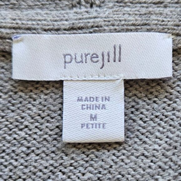 J.Jill Pure Jill Womens Medium Petite Gray One Button Cardigan Sweater Pockets - Picture 7 of 9